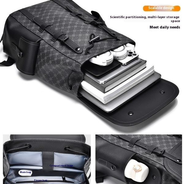 Curved Shoulder Strap New Men's Casual Business Travel Backpack - Image 5