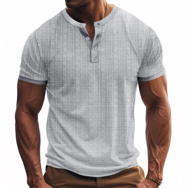 Breathable Casual Henley Shirt Top - Image 2