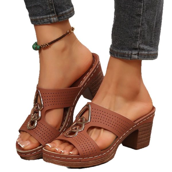 Wedge Platform Slippers Women's Shoes Chunky Heel Platform Fish Mouth I-shaped - Image 6