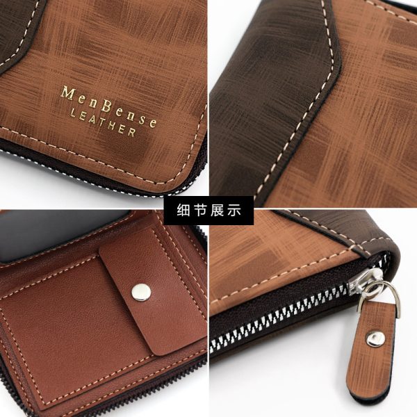 Frosted Men's Short Chain Wallet Vertical Coin Purse Card Holder - Image 3
