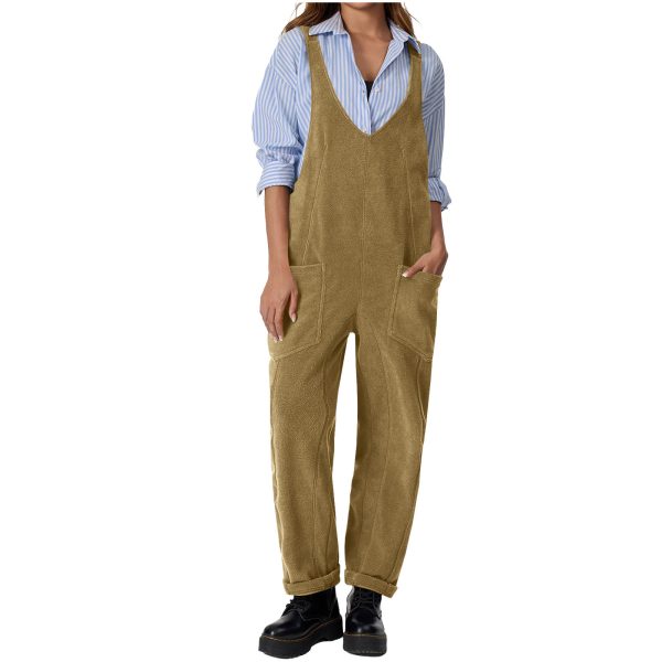 Casual Suspender Trousers Polar Fleece Tooling Style Jumpsuit - Image 5