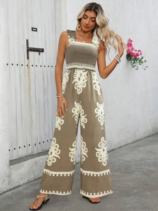 Women's Vacation Casual Sleeveless Printed Wide Leg Jumpsuit - Image 3