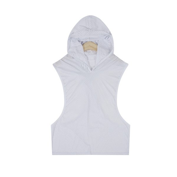 Solid Color Mesh Hooded Men's Vest - Image 7