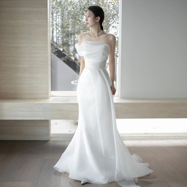 French Off-shoulder Light Wedding Dress Bride - Image 6