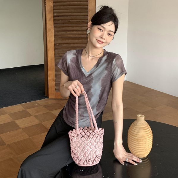 Retro Bucket Bag Vacation Straw Casual Woven Bag - Image 2