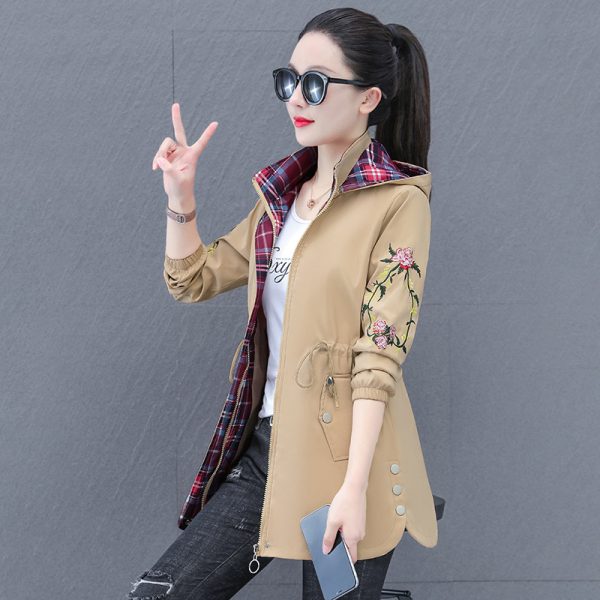 Women's Mid-length Hooded Detachable Trench Coat - Image 9