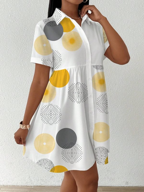 Clasi Button-Front Short Sleeve All-Over Print Casual Short Dress Women Shirt - Image 2