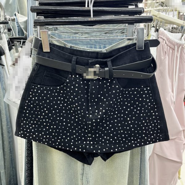 Full Diamond Starry Sky Denim Culotte Female Summer Mature Girl Style Ins - Image 3