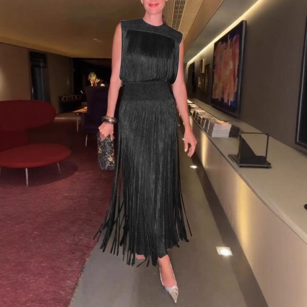 Elegant Tassel Dress Party Sleeveless Dress Two-piece Set - Image 7