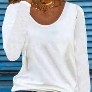 Women's V-neck Long Sleeved T-shirt Casual Top Autumn Outfit