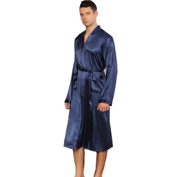 Men's Robe Ultra-thin Cardigan Nightgown Loose Plus Size - Image 5