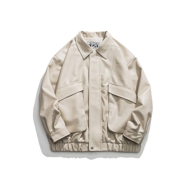 American Retro Street Trend Lapel PU Leather Jacket For Men - Image 4
