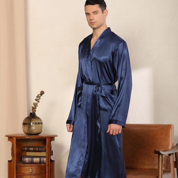 Men's Robe Ultra-thin Cardigan Nightgown Loose Plus Size - Image 6