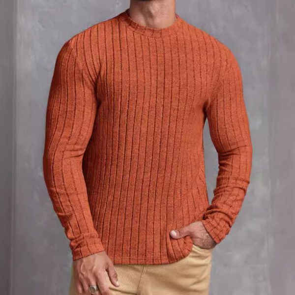 Casual Solid Color Round Neck Pullover Long-sleeved T-shirt - Image 4