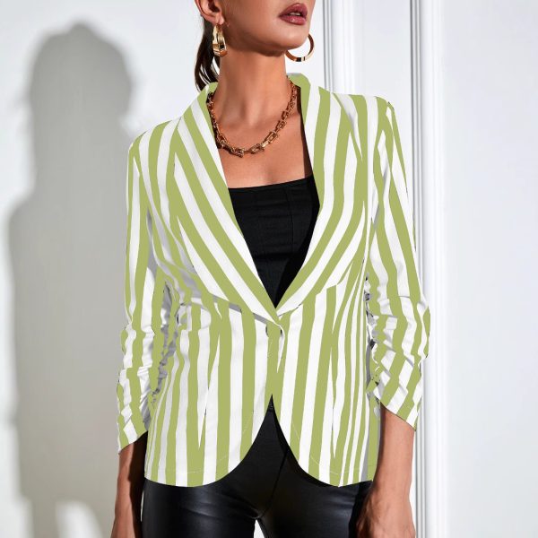Cropped Pleated Sleeves Casual Small Suit Slim Fit Fashion - Image 4