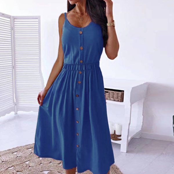 European And American Solid Color Sexy Waist Trimming Dress - Image 7