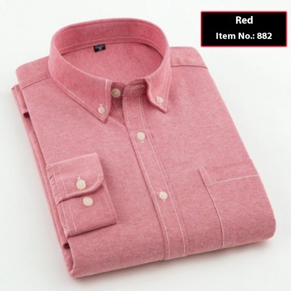 Men's Oxford Pure Color Slim Shirt For Young And Middle-aged People - Image 8