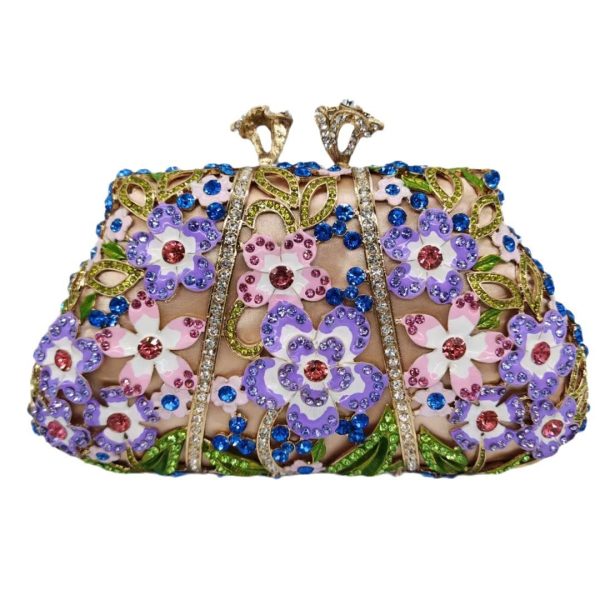 Dripping Oil Diamond Evening Bag Enamel Color Flower Clutch - Image 5