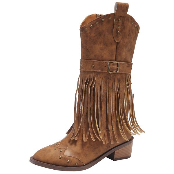Retro Winter Fashion Square Heel Boots - Image 3