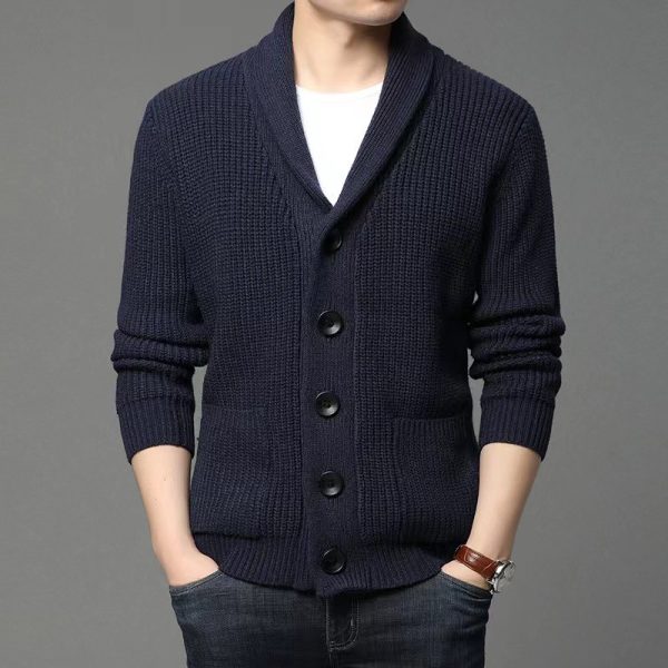 Men's Classic Lapel Cardigan Casual Sweater - Image 5
