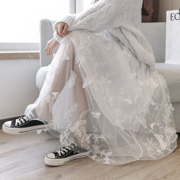Embroidered Bow Lace Mesh Skirt Women's Mid-length - Image 4