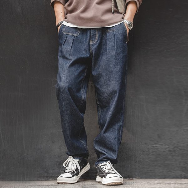 Washed Elastic Waist Loose Jeans - Image 5