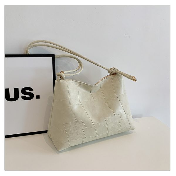 Portable One Shoulder Retro Large Capacity Fashion Solid Color Casual Tote Bag - Image 7