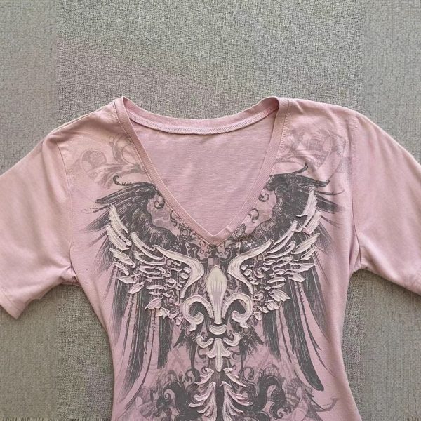 American Retro V-neck Short Sleeve Slim Fit Slimming - Image 4