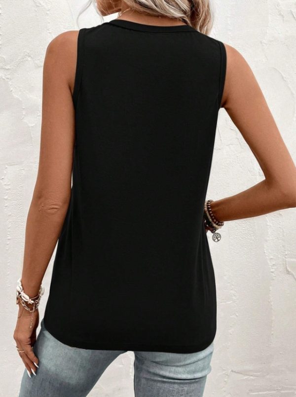 Casual Women's Half Button Spliced Pocket Vest - Image 2