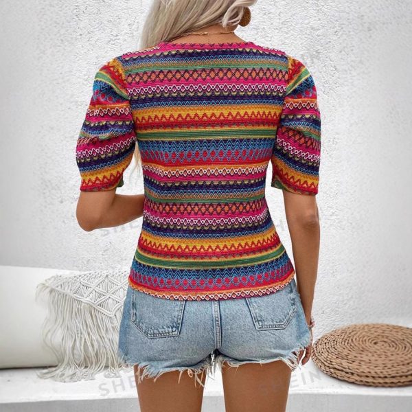 Casual Round Neck Knitted Bohemian Women's Top - Image 2