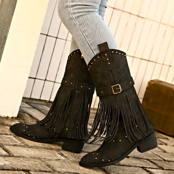 Retro Winter Fashion Square Heel Boots - Image 4