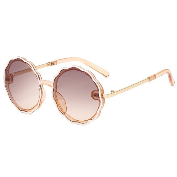 Kids Wave Frame Vintage Round Frame Sunglasses - Image 8