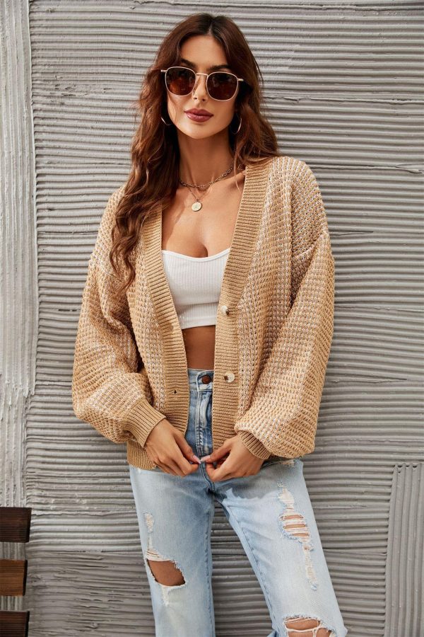 Knitwear Plus Size Button Sweater Short - Image 3