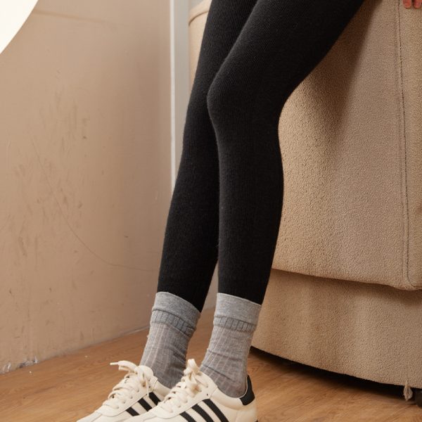 Cashmere Drawstring Tights Women's Inner Wear High Waist Slim Fit Leggings - Image 8