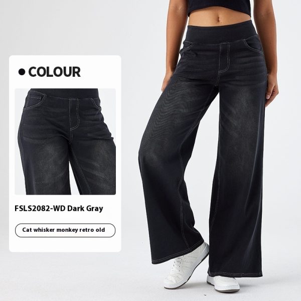 Women's High Waist Slimming Multi-pocket Straight Loose Wide-leg Jeans - Image 6