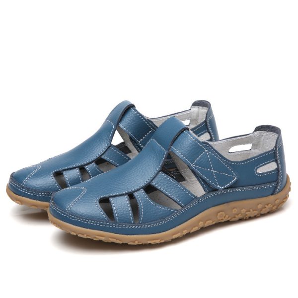 Summer Handmade Retro Soft Sole Leather Velcro Casual Women's Shoes - Image 9