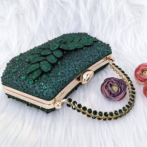 Cross-border Ladies Party Shoes Bag Set Handmade Leaf Decorative Wine Glass Heel - Image 3