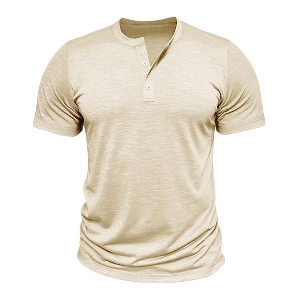 Retro Casual Cotton Solid Color Short Sleeve - Image 9
