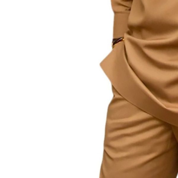 Yellow Patchwork Casual Loose Men Long-sleeve Suit - Image 3