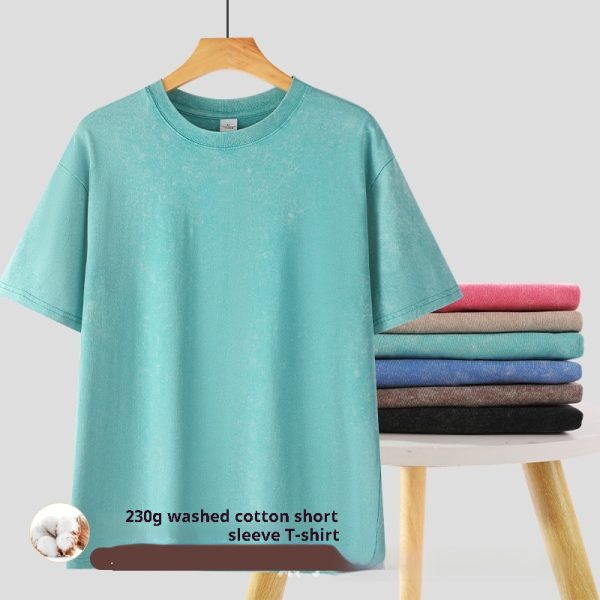 Washed Old Short-sleeved T-shirt For Men And Women - Image 4