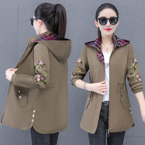Women's Mid-length Hooded Detachable Trench Coat - Image 3
