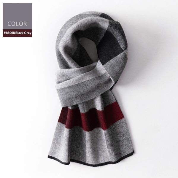 Wool Scarf Men's Winter Plaid Double-sided Scarf - Image 2