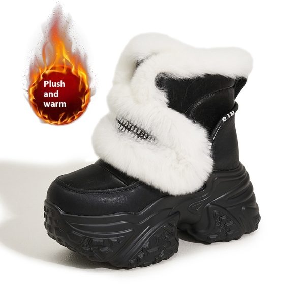 Women's Muffin Thick-soled Fur Plus Velvet Snow Boots - Image 6