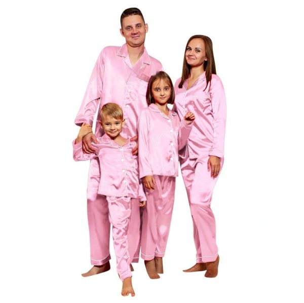 Children's Long-sleeved Parent-child Ice Silk Pajamas Suit - Image 10