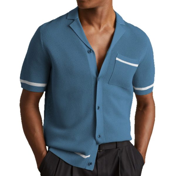 Men's Knitwear Summer Cuban Collar Short Sleeve Polo Shirt - Image 5